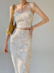 Floral Lace Pattern Skirt Set