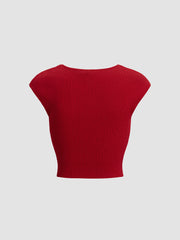 Paris Square Neck Ribbed Crop Knit Top