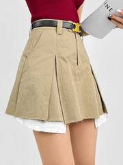 Retro Double Layers Pleated Mini Skirt