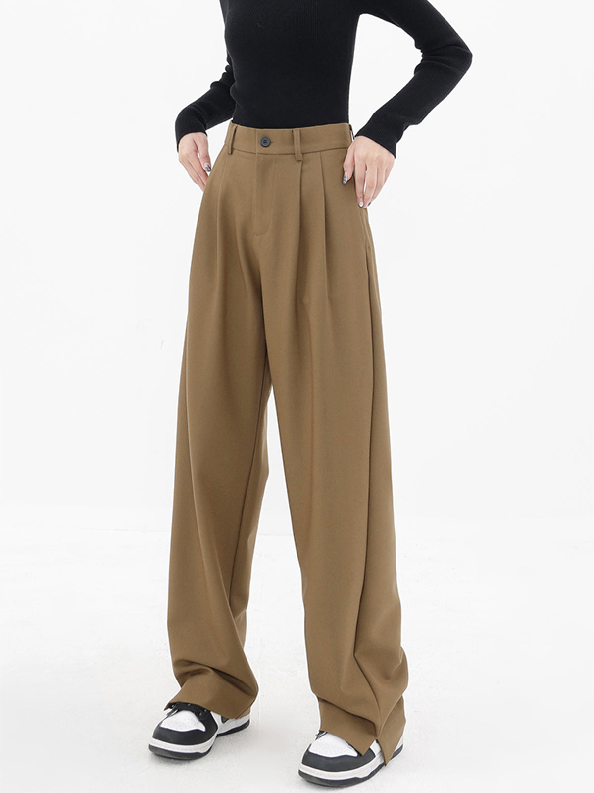 Fitted Baggy Wide Leg Pants