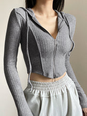 Two Way Zip Corset Cropped Hoodie