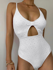 Keyhole Eyelet One Piece Swimsuit