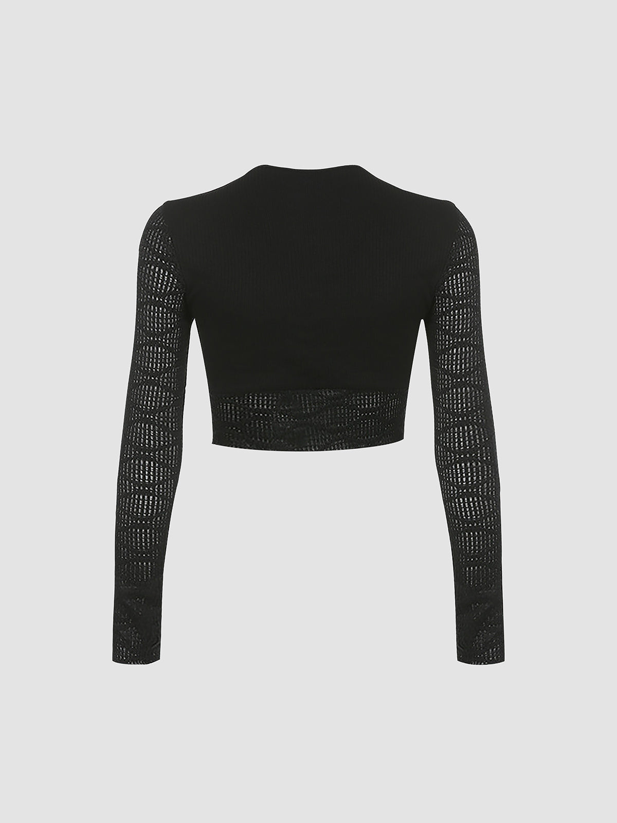 Mesh Long Sleeve Corset Crop Shirt