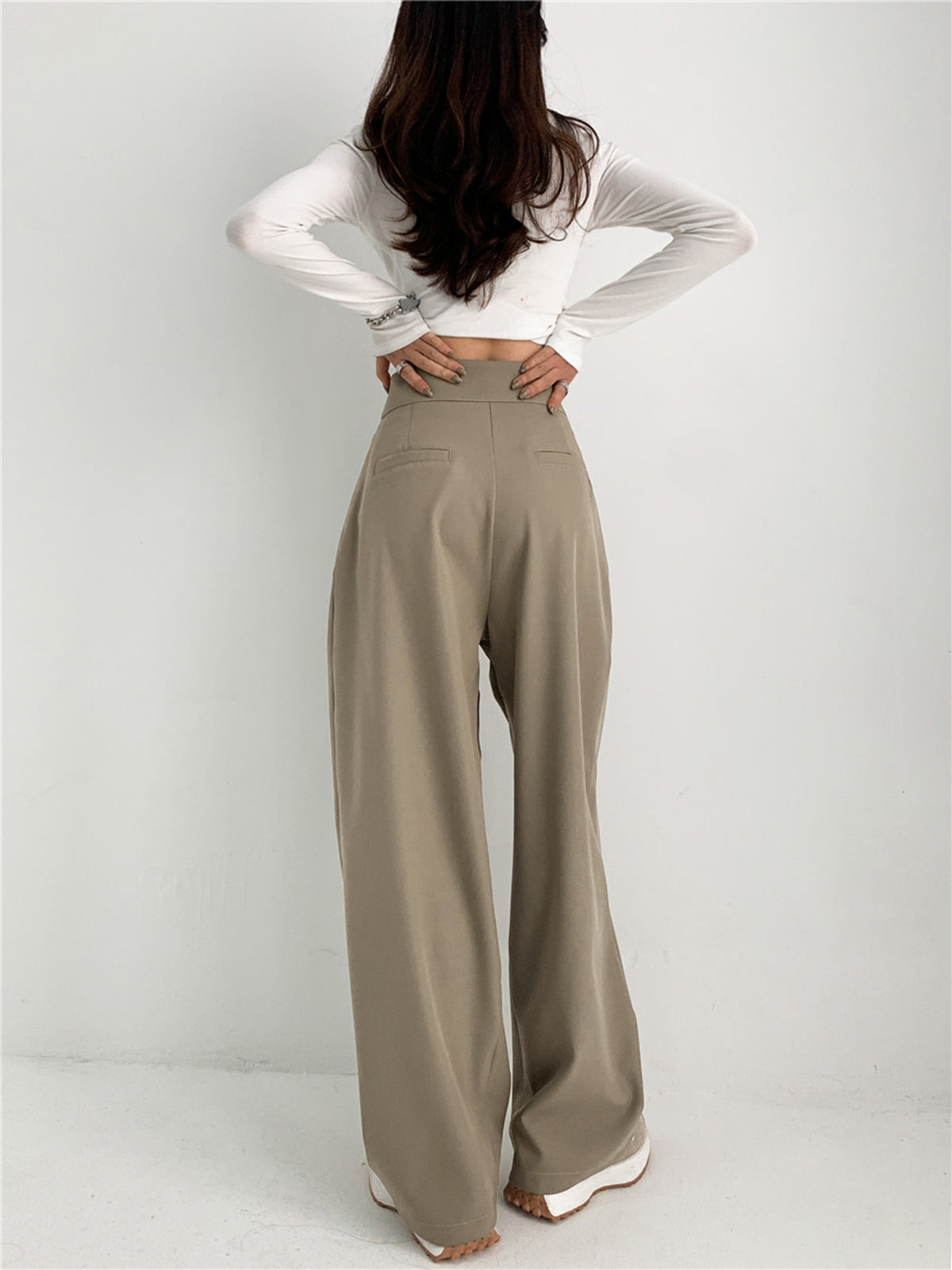 High Waisted Pleat Front Dress Pants