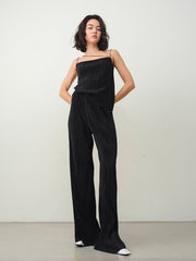 Essential Textured Flowy Wide Leg Pants