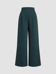 Vintage Pockets Pleated Wide Leg Pants