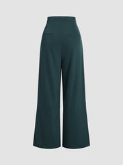 Vintage Pockets Pleated Wide Leg Pants