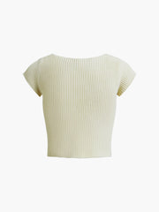 Leisure Hook-and-Eye Knit Crop Shirt