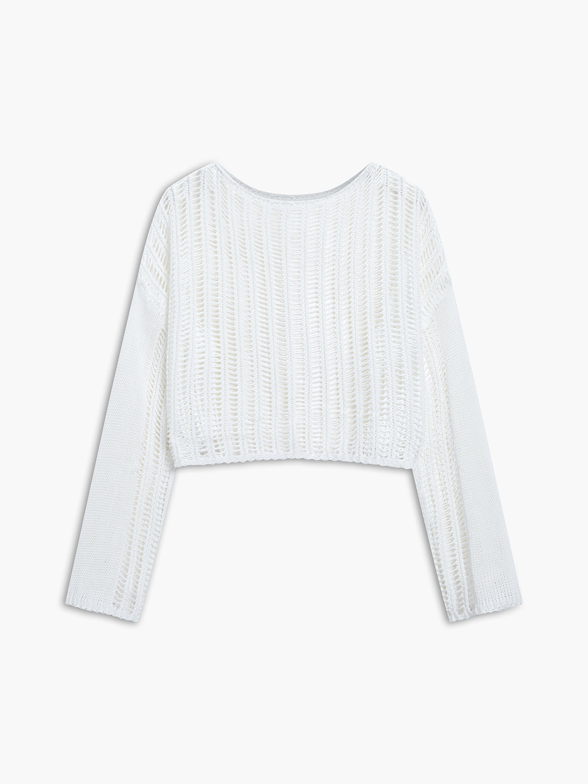 Solid Eyelet Crochet Knit Top