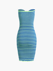 Front Twist Keyhole Bodycon Knit Strapless Tube Midi Dress