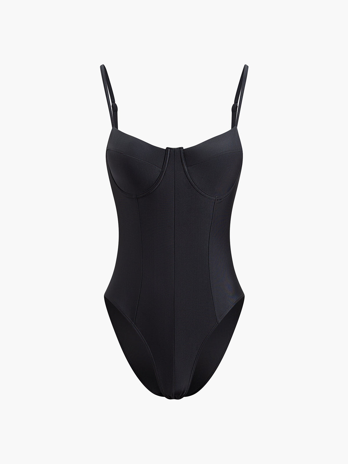 Solid Open Back Clip One-Piece Swimsuit