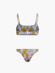 Floral Back Clip Two Piece Bikini Set