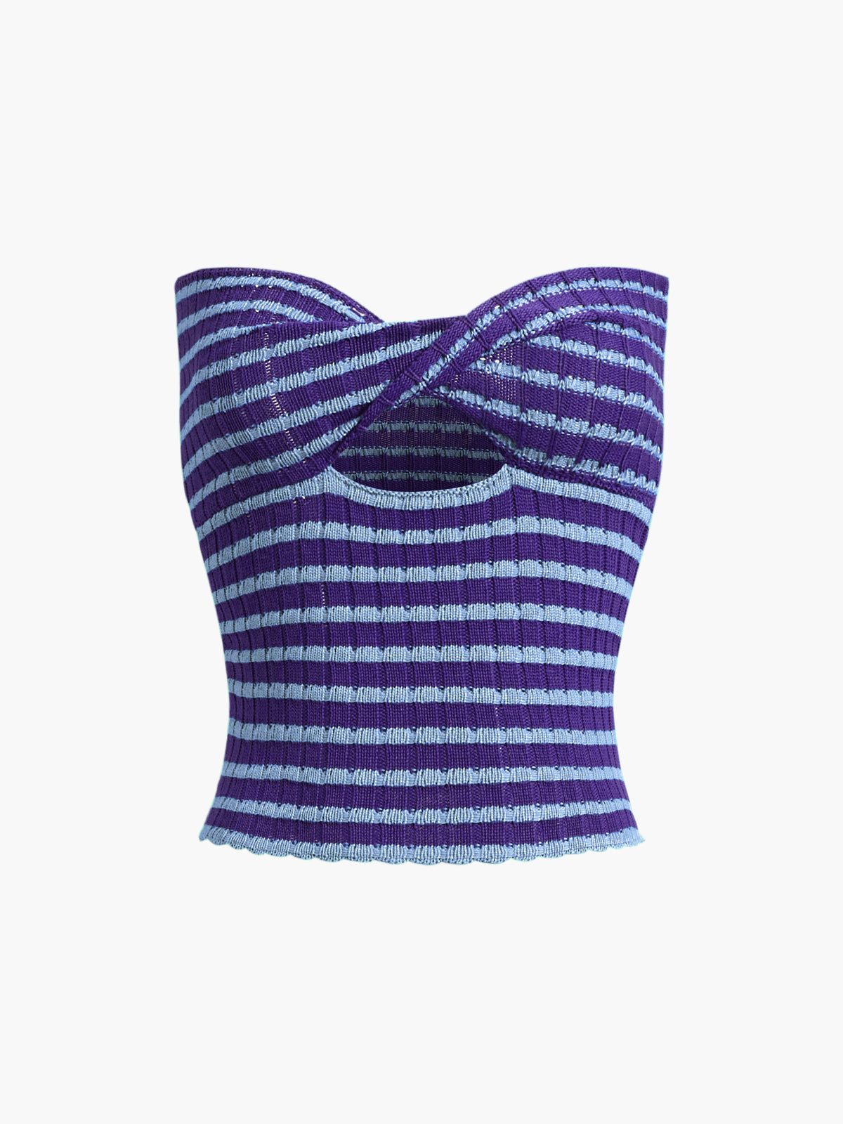 Front Twist Keyhole Knit Strapless Tube Top