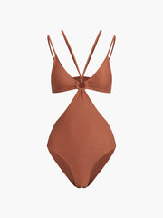 Double Straps Keyhole One Piece Swimsuit