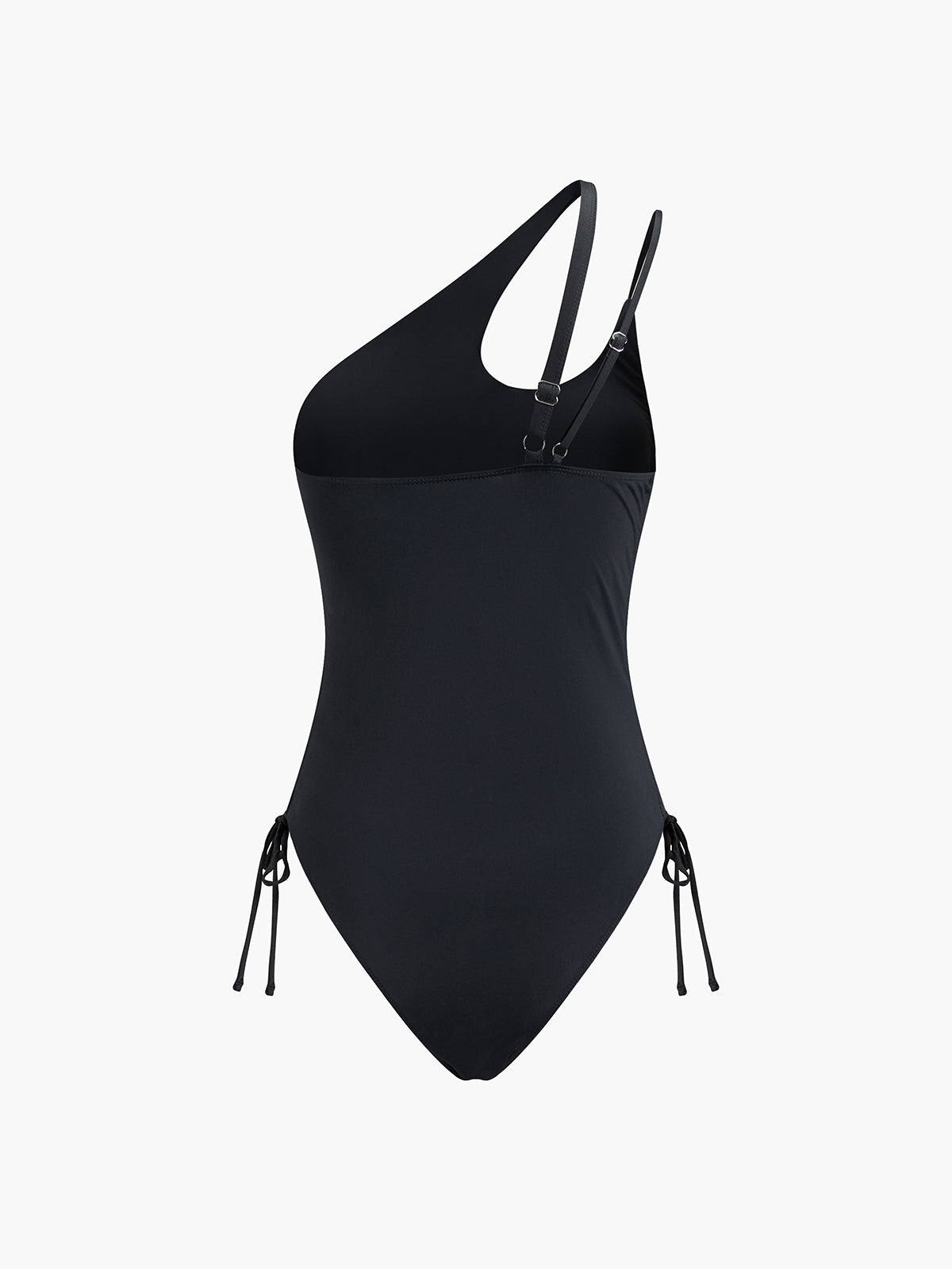 Asymmetrical Strap Drawstring One Piece Swimsuit