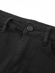 Black Denim Button Bermuda Short Jeans