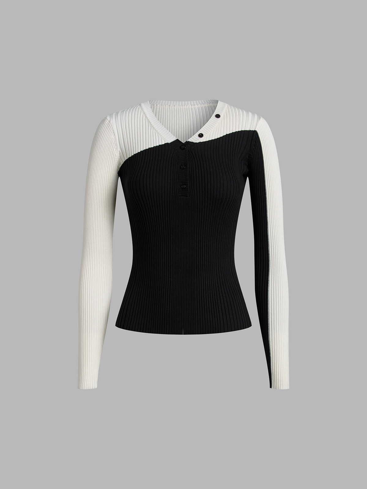 Two Tone Long Sleeve Knit Top