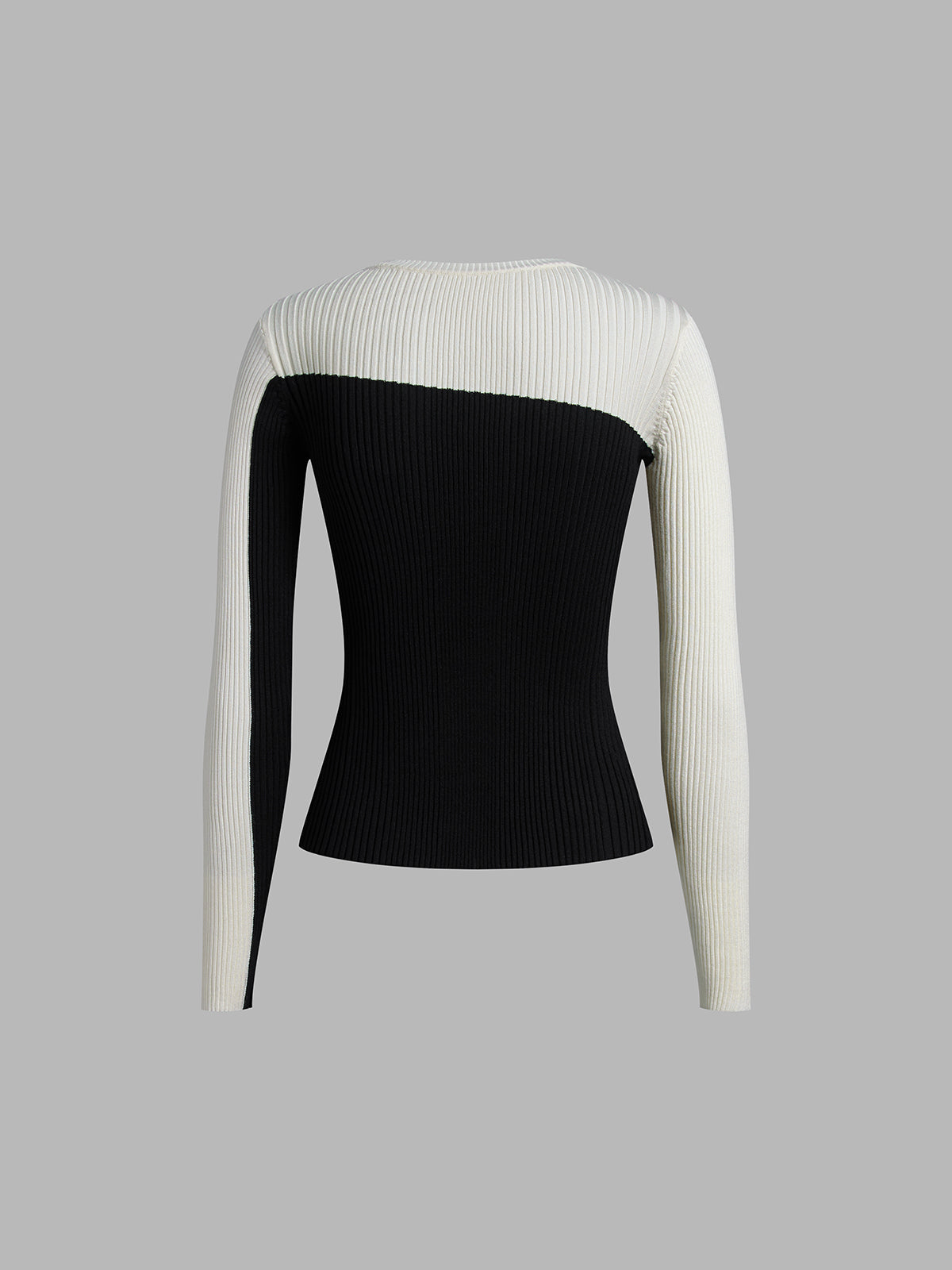 Two Tone Long Sleeve Knit Top