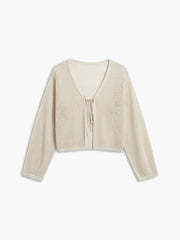 Tie Front Eyelet Cardigan