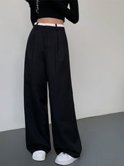 Full Length Contrast Trim Wide Leg Pants