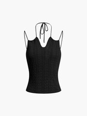 Diamonds Eyelet Knit Crop Cami Top