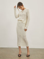 Eyelet Cable Knit Two Piece Skirt Set