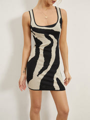 Zebra Print Strapless Bodycon Short Dress