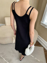 Ribbed Strap Slip Midi Dress