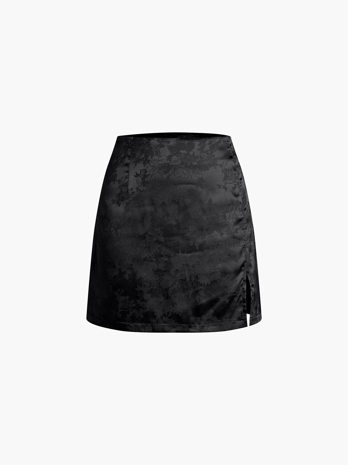 Jacquard Floral Satin Mini Skirt