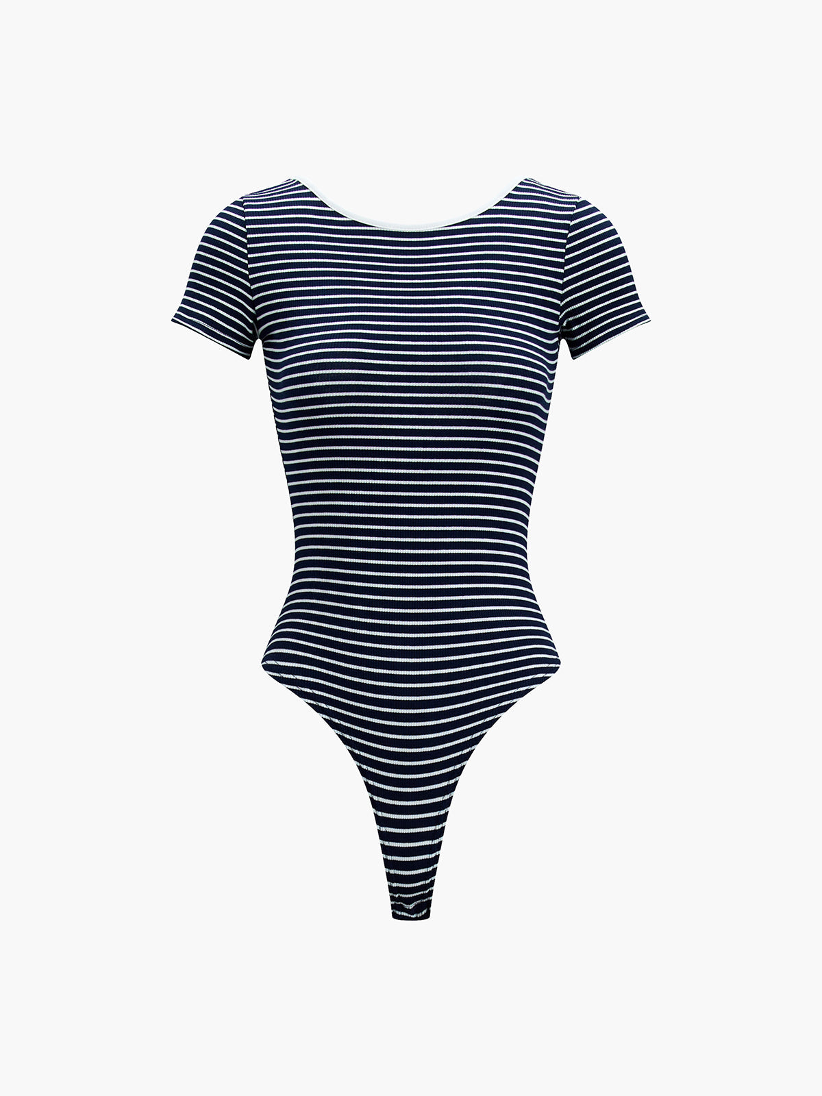 Open Back Stripe Short Sleeve Bodysuit