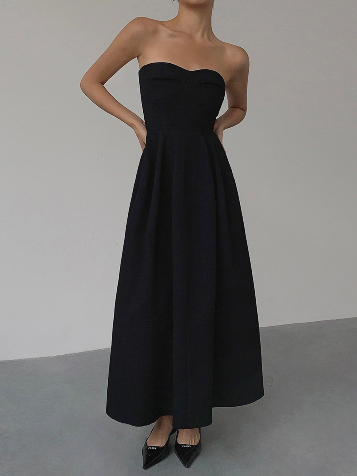 Contour Piping Strapless Tank Long Dress