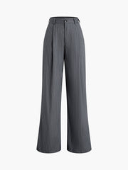 Pinstripe Pleated Straight Leg Pants