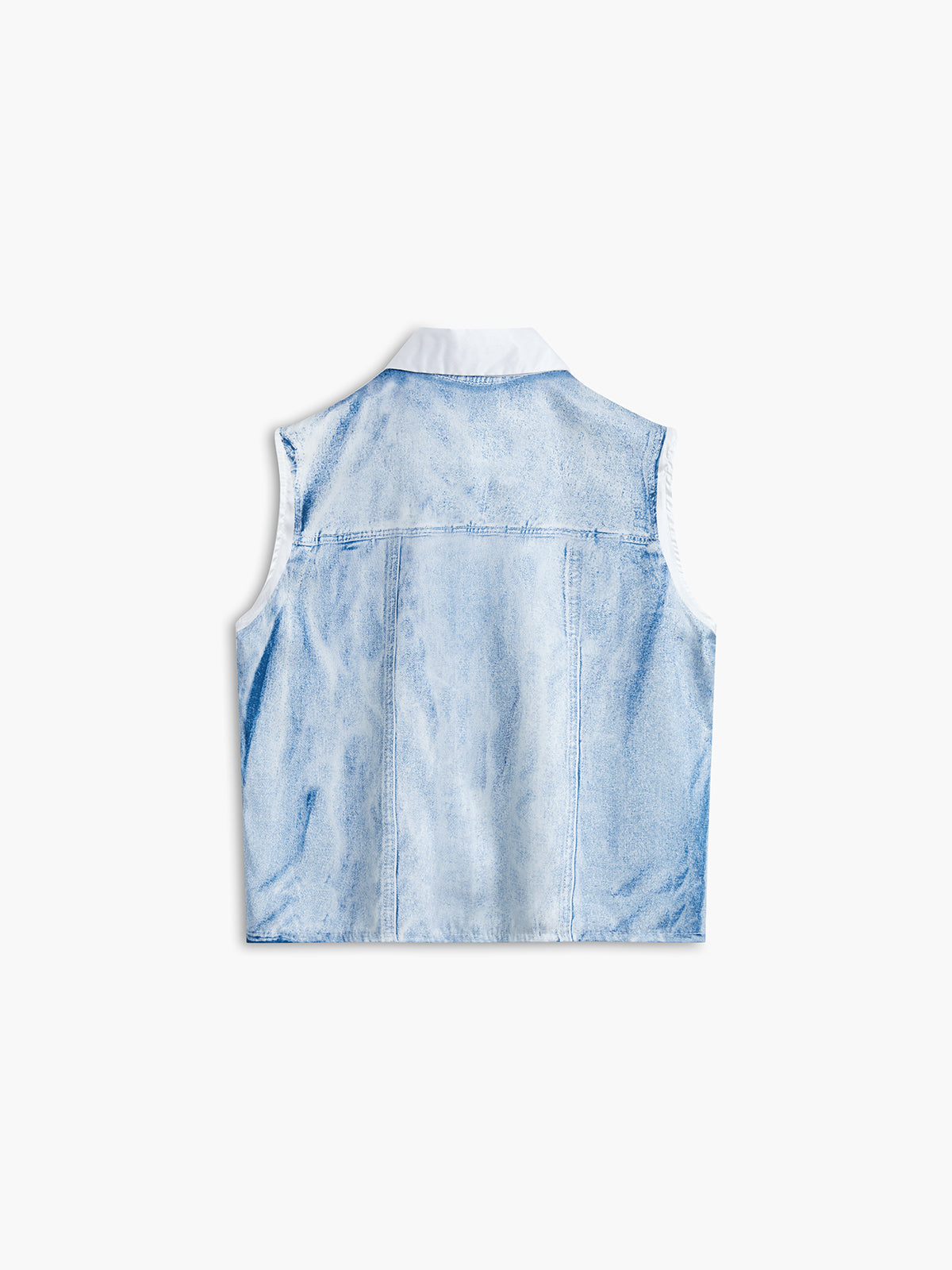 Printed Denim Effect Vest