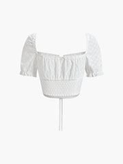 Daisies Eyelet Tie Front Crop Top