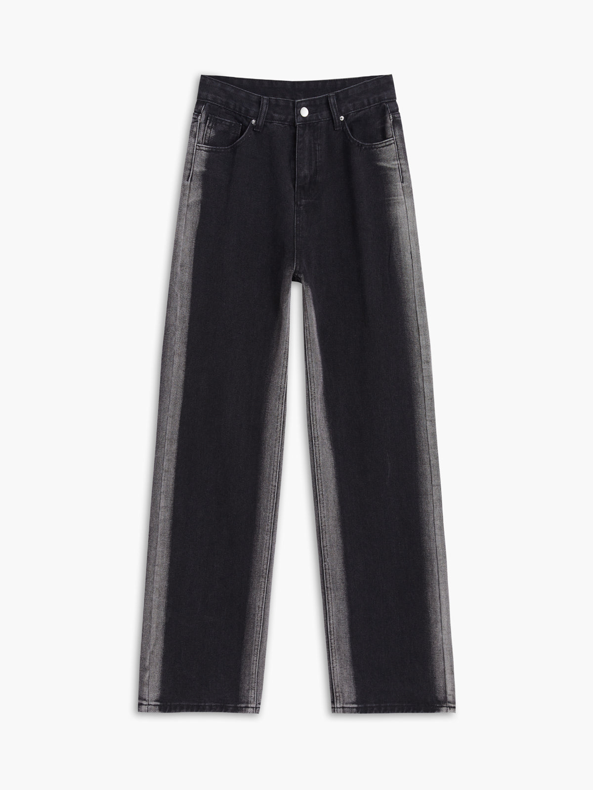 Buttoned Gradient Denim Straight Leg Jeans