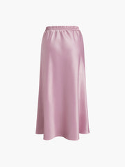 Elastic Waistband Satin Skirt