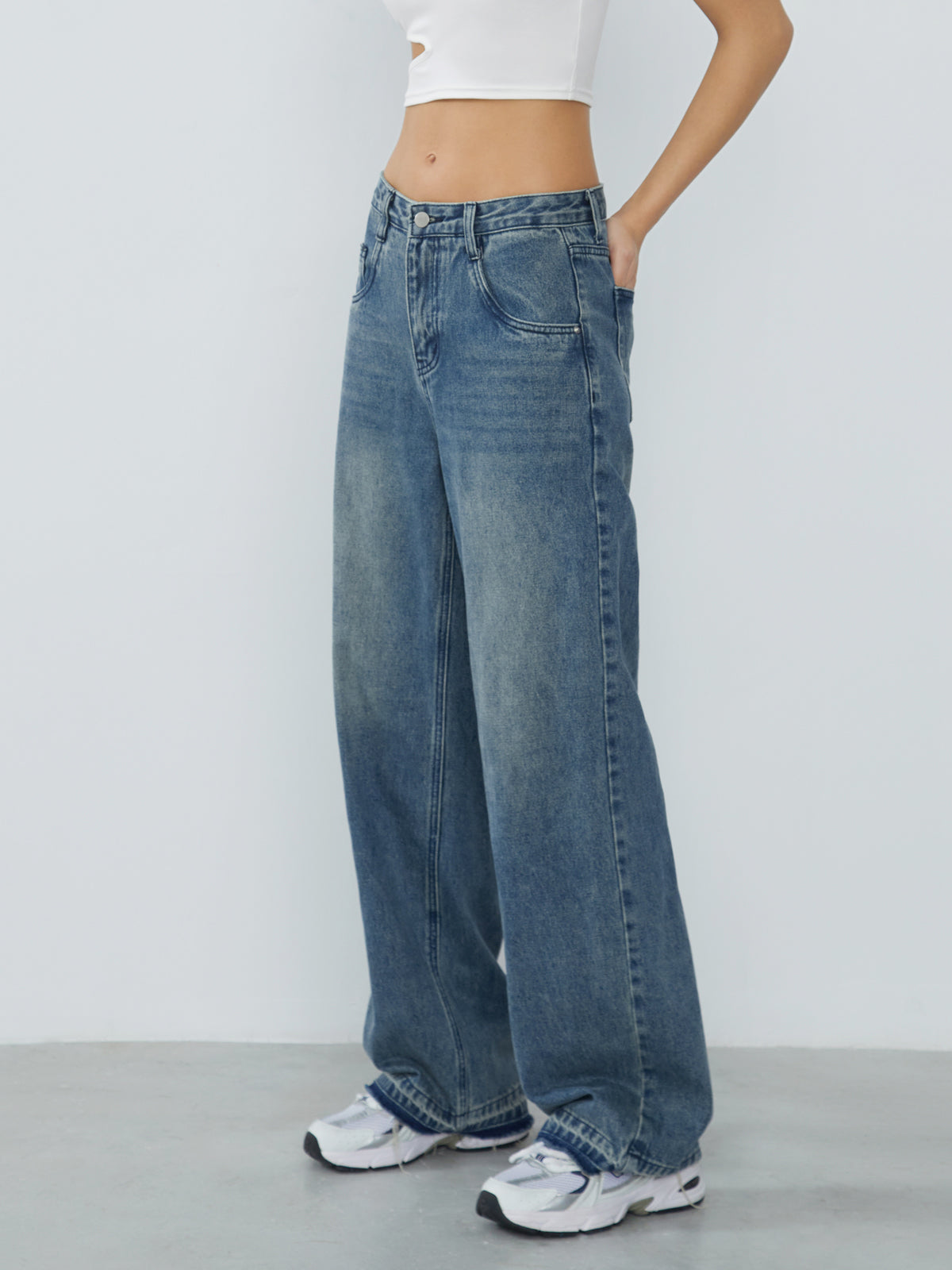 Retro Denim Wide Leg Jeans