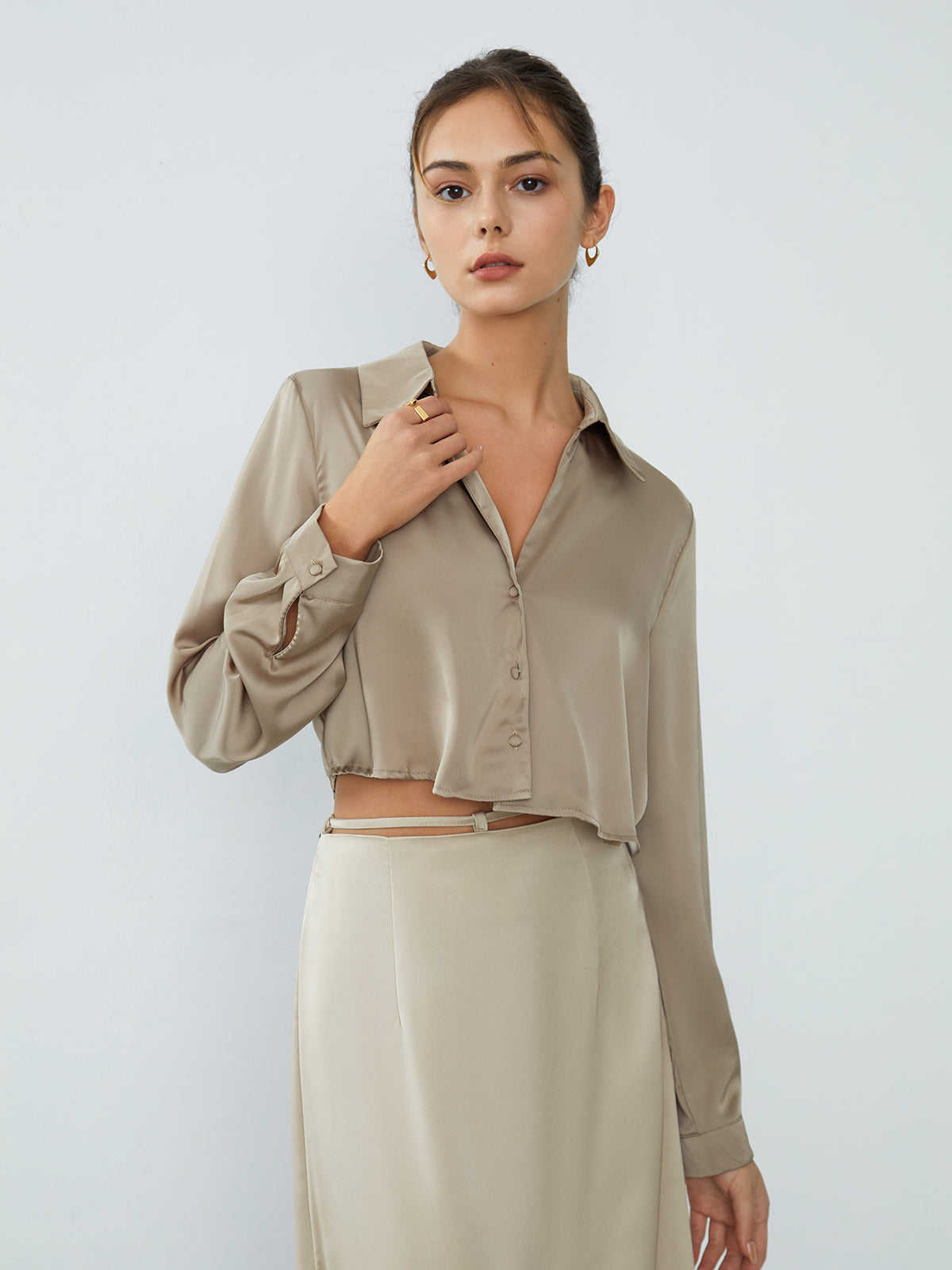 Satin Crop Shirt