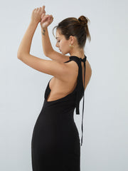 Asymmetrical Halter Long Dress