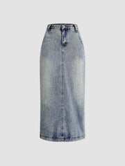 Essential Slit Denim Maxi Skirt