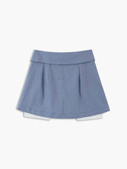 Turn Down Waist Layer Pleat Mini Skirt