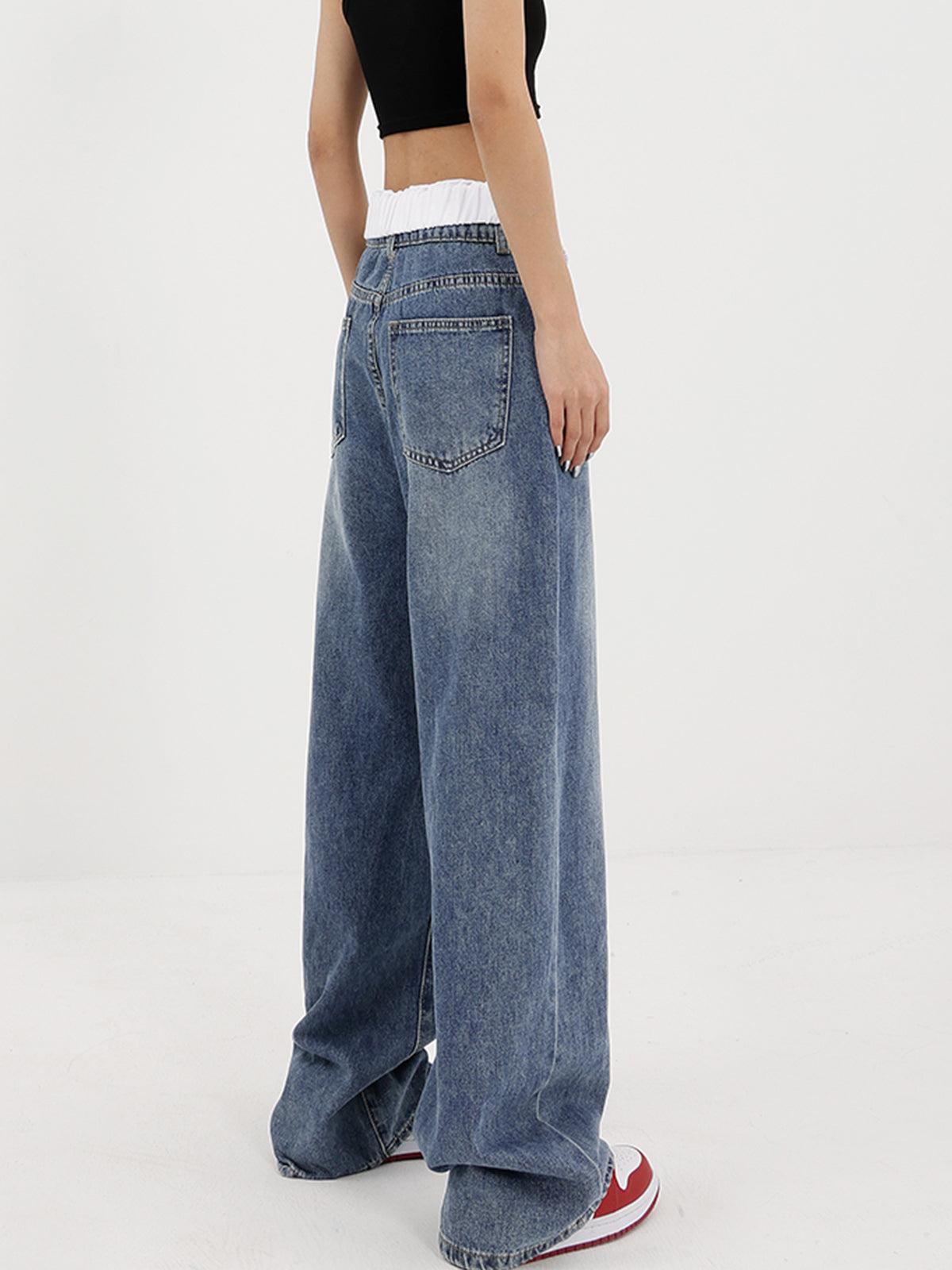 Reverse Waistband Denim Boyfriend Jeans