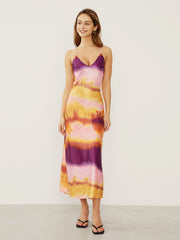 Tie Dye Open Back Slip Long Dress