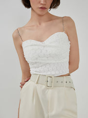 Floral Lace Chain Strap Crop Top