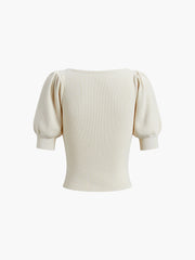 Puff Sleeve Rib Blouse