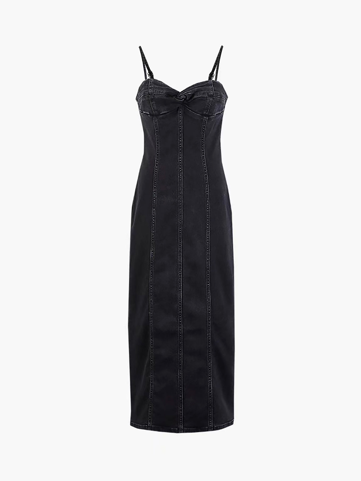 Black Denim Slit Midi Jean Dress