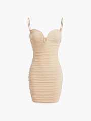 Wire Bustier Mesh Strap Short Dress