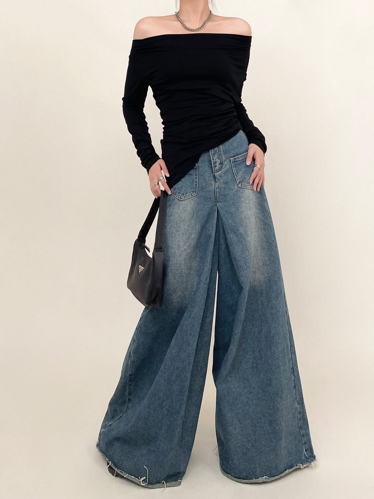 Overzied Denim Wide Leg Pants