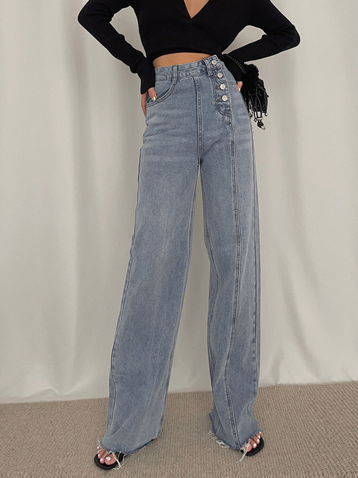 Utility Denim Straight Leg Jeans