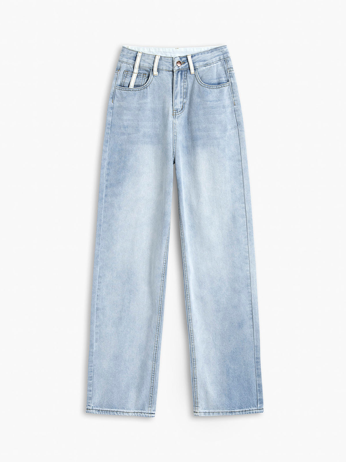 Baby Blue Denim Straight Leg Jeans